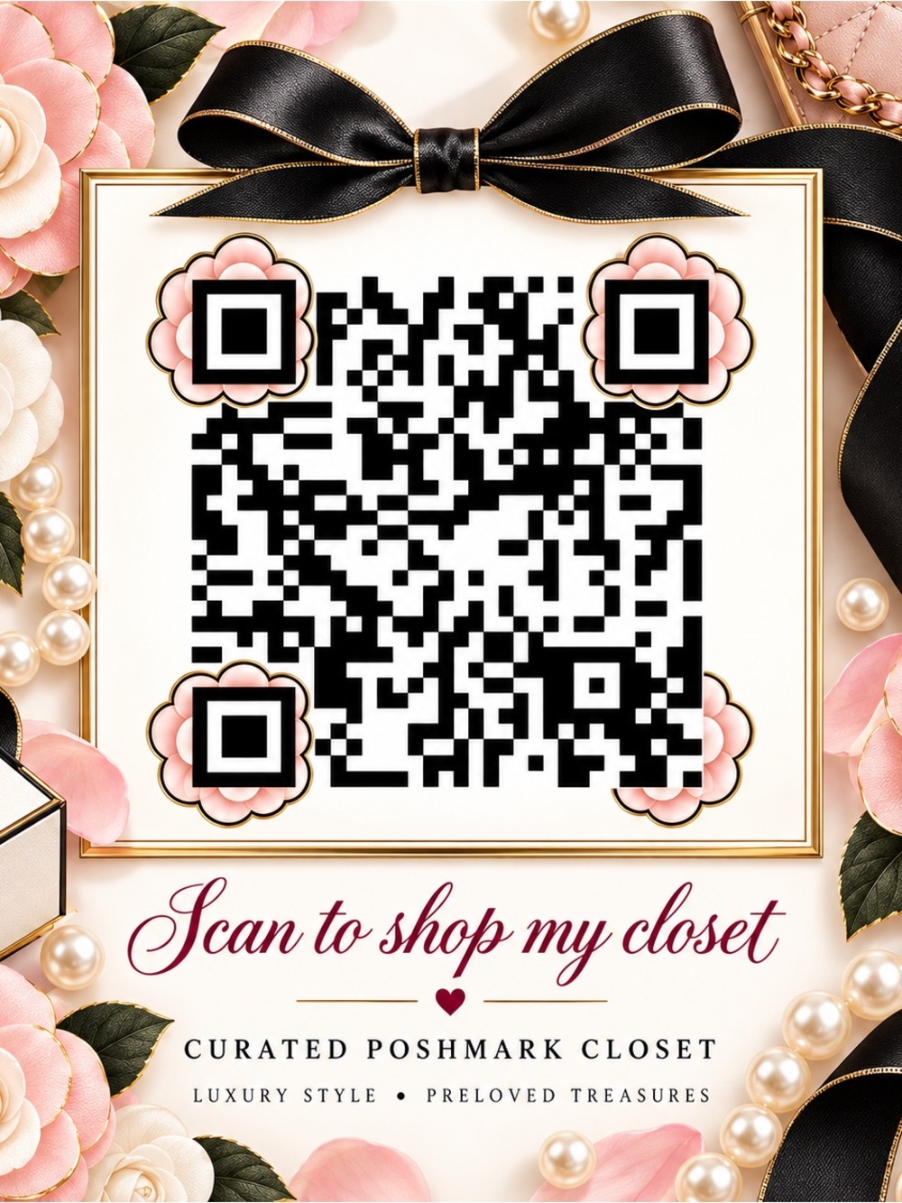 QR Decor Card with Black Ribbon Accent - Women Accessories
